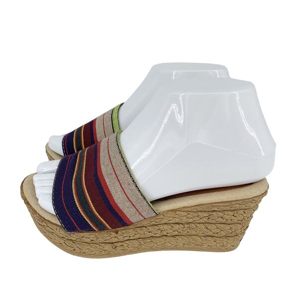 Pierre Dumas Weave Sandals Slides 5 Women Rainbow Strap Southwestern RainbowCore - Picture 3 of 11